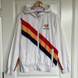 Born Fly Vintage Men’s Windbreaker Jacket sz Medium Mesh White Red Yellow Blue